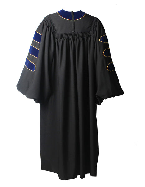 Deluxe Doctoral Graduation Gown|Graduation Regalia|PHD Gown with Gold Piping (Royal Blue Velvet)