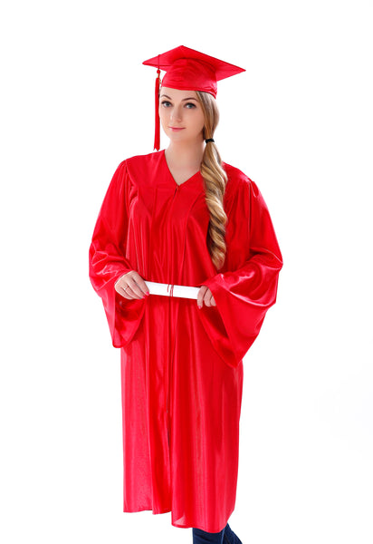 Unisex  Shiny Graduation Cap & Gown with Tassel 2022/2023 Year Charm Rich Color