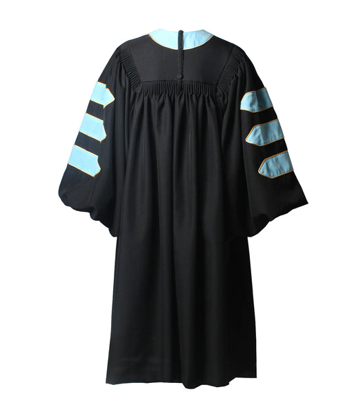 Deluxe Doctoral Graduation Gown|Graduation Regalia|PHD Gown with Gold Piping (Sky Blue Velvet)