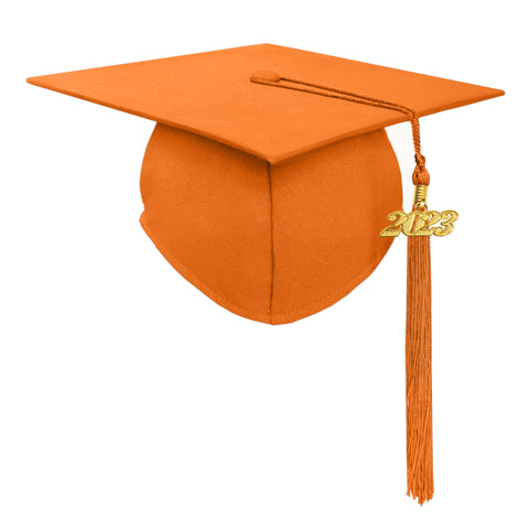 Unisex Matte Graduation Cap with Graduation Tassel Charm 2024/2023 （Orange）
