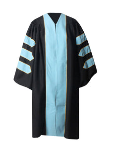 Deluxe Doctoral Graduation Gown|Graduation Regalia|PHD Gown with Gold Piping (Sky Blue Velvet)