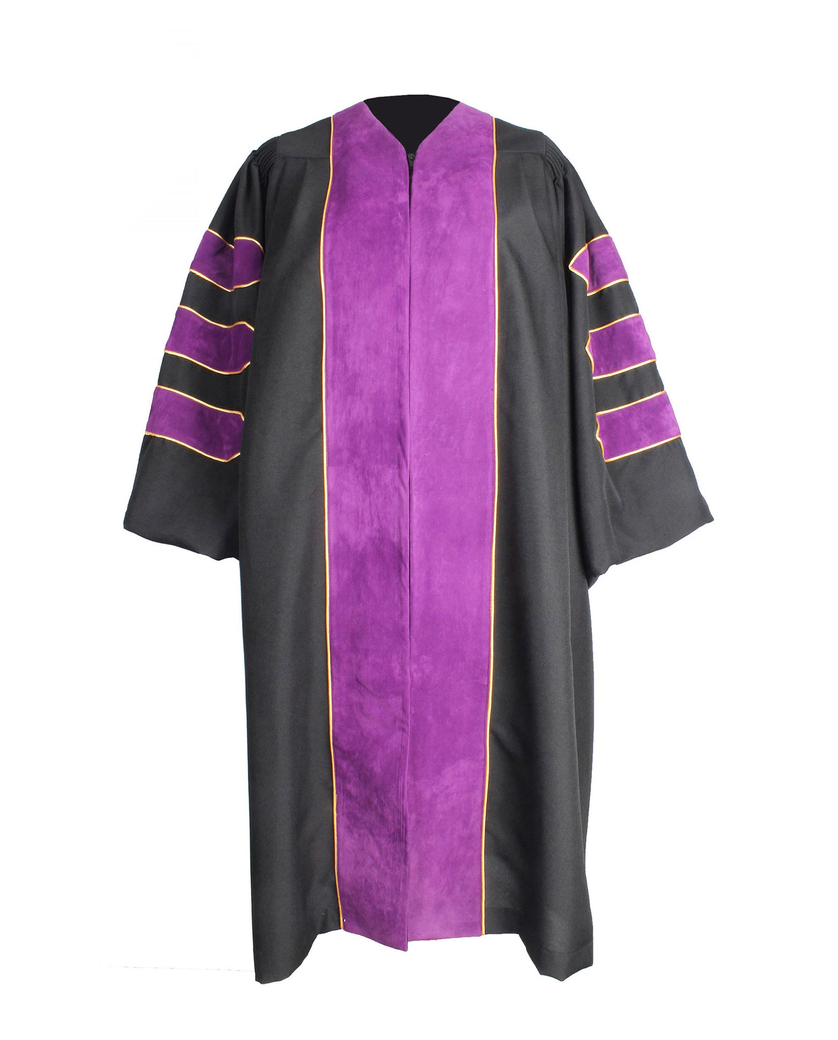 Deluxe Doctoral Graduation Gown|Graduation Regalia|PHD Gown with Gold Piping (Purple Velvet)