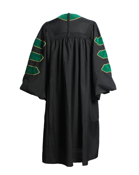 Deluxe Doctoral Graduation Gown|Graduation Regalia|PHD Gown with Gold Piping (Emerald Green Velvet)