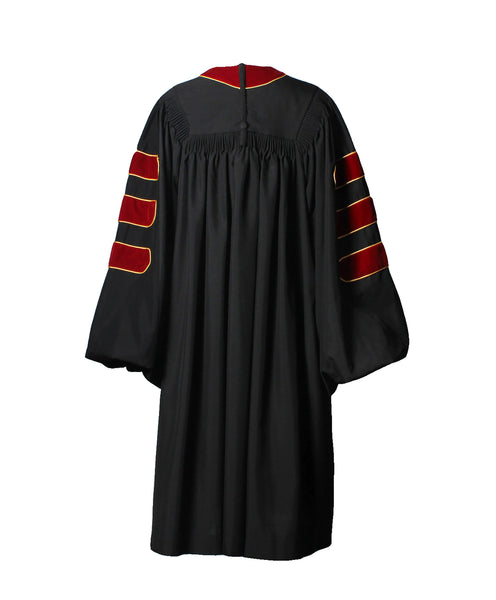 Deluxe Doctoral Graduation Gown|Graduation Regalia|PHD Gown with Gold Piping (Maroon Velvet)