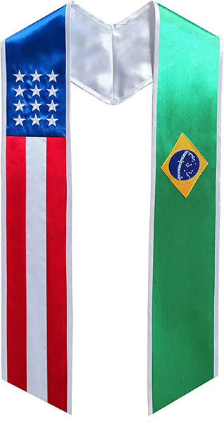 Mixed Flag Graduation Stole  For International Graduates  (USA + International)